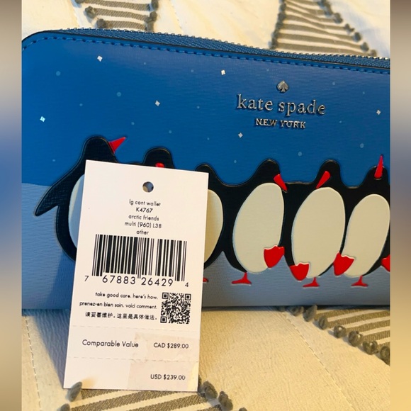 NWT Kate Spade Arctic Friends long zip wallet - Picture 2 of 7